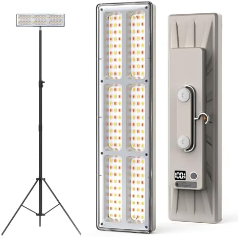 Portable Rechargeable LED Work Light with Tripod Stand, 10000mAh Battery Powered Dimmable Cordless Megnetic
