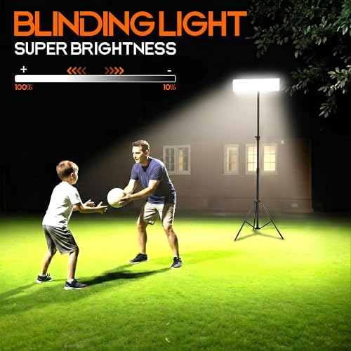 Portable Rechargeable LED Work Light with Tripod Stand, 10000mAh Battery Powered Dimmable Cordless Megnetic, alternate view 2