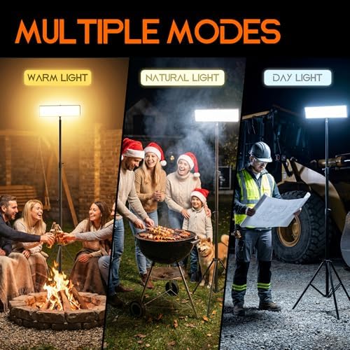 Portable Rechargeable LED Work Light with Tripod Stand, 10000mAh Battery Powered Dimmable Cordless Megnetic, alternate view 6