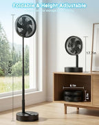 Portable Rechargeable Oscillating Travel Fan - 8" 8000mah Battery Operated, alternate view 5