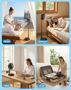 Portable Rechargeable Oscillating Travel Fan - 8" 8000mah Battery Operated, alternate view 7