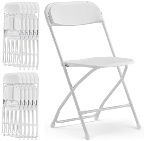 Portable White Plastic Chair 10 Pack Folding Chairs for Parties