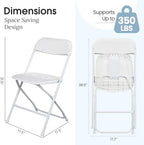 Portable White Plastic Chair 10 Pack Folding Chairs for Parties, alternate view 3