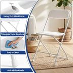 Portable White Plastic Chair 10 Pack Folding Chairs for Parties, alternate view 4