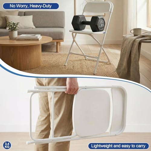 Portable White Plastic Chair 10 Pack Folding Chairs for Parties, alternate view 6
