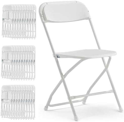 Portable White Plastic Chair 30 Pack Folding Chairs for Parties