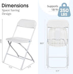 Portable White Plastic Chair 30 Pack Folding Chairs for Parties, alternate view 3
