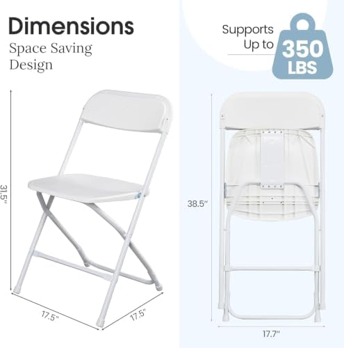 Portable White Plastic Chair 30 Pack Folding Chairs for Parties, alternate view 3