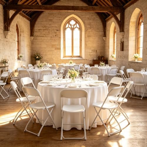 Portable White Plastic Chair 30 Pack Folding Chairs for Parties, alternate view 7