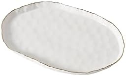 Portofino Medium Oval Platter, 14.25" x 9" x 1" in 14.25 x 9 in White With Gold Rim