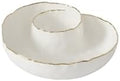 Portofino Plata Round Chip and Dip, White and Gold Porcelain 9 in in 9 × 9 × 2 in in White and Gold