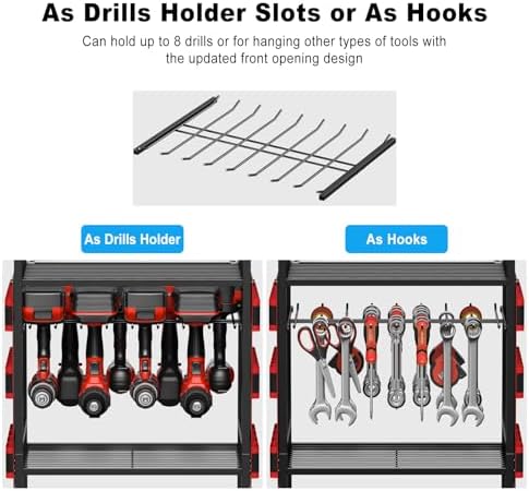 Power Tool Organizer Cart with Charging Station, 10 FT Cord, Red in Red, alternate view 5