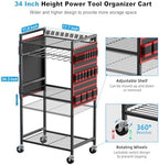 Power Tool Organizer Cart with Charging Station, 6 FT Cord, Red in Red, alternate view 2