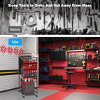 Power Tool Organizer Cart with Charging Station, 6 FT Cord, Red in Red, alternate view 7