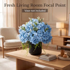 Pre-Arranged Blue Hydrangea Artificial Flowers with Greenery, UV Resistant in 6 Blue, alternate view 2