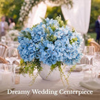 Pre-Arranged Blue Hydrangea Artificial Flowers with Greenery, UV Resistant in 6 Blue, alternate view 6