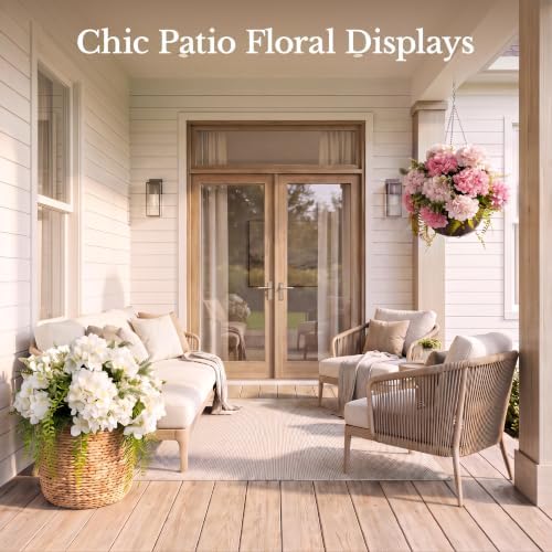 Pre-Arranged Pink Hydrangea Artificial Flowers with Greenery, UV Resistant in Pink Mix, alternate view 5