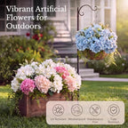 Pre-Arranged Pink Hydrangea Artificial Flowers with Greenery, UV Resistant in Pink Mix, alternate view 7