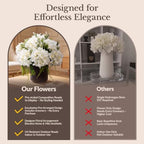 Pre-Arranged White Hydrangea Artificial Flowers with Greenery, UV Resistant in 6 White, alternate view 4