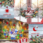 Pre-Lit Christmas Wreath for Front Door,16.5Inch, 6H On/18H Off Timer in Santa Claus-multicolor, alternate view 2