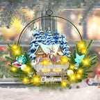 Pre-Lit Christmas Wreath for Front Door, Lighted Deer with 6H On/18H Off in Deer-warm White