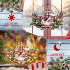 Pre-Lit Christmas Wreath for Front Door, Lighted Witch with 6H On/18H Off in Santa Claus-warm White, alternate view 2