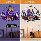 Pre-Lit Halloween Wreath for Front Door, Lighted Spider with 6H On/18H Off in Spide, alternate view 2