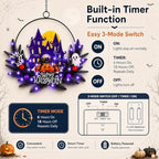 Pre-Lit Halloween Wreath for Front Door, Lighted Spider with 6H On/18H Off in Spide, alternate view 3