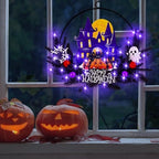 Pre-Lit Halloween Wreath for Front Door, Lighted Spider with 6H On/18H Off in Spide, alternate view 5