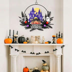 Pre-Lit Halloween Wreath for Front Door, Lighted Spider with 6H On/18H Off in Spide, alternate view 7
