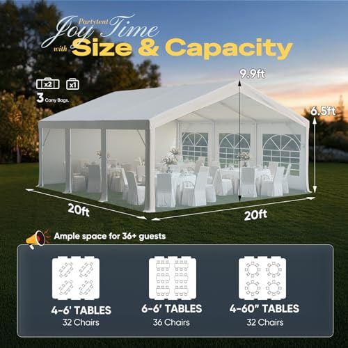 Premium 20x20 Reinforced Heavy Duty Party Tent with 3 Storage Bags, alternate view 3