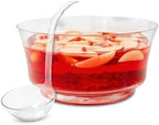 Premium Acrylic Punch Bowl with Ladle | 12”W x 6”H Clear Design Glass Like Quality & Durable Acrylic Bowls | 1.5