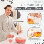 Premium Acrylic Punch Bowl with Ladle | 12”W x 6”H Clear Design Glass Like Quality & Durable Acrylic Bowls | 1.5, alternate