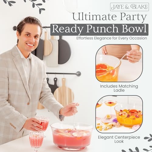 Premium Acrylic Punch Bowl with Ladle | 12”W x 6”H Clear Design Glass Like Quality & Durable Acrylic Bowls | 1.5, alternate