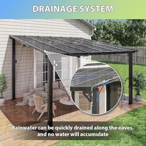 Premium Gazebo Aluminum Frame & Polycarbonate Panel, 12'x10', Black in Black, alternate view 6