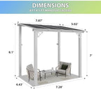 Premium Gazebo with Aluminum Frame & Polycarbonate Panel 8’x5’ White, alternate view 2
