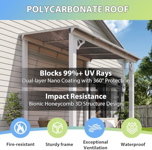 Premium Gazebo with Aluminum Frame & Polycarbonate Panel 8’x5’ White, alternate view 7