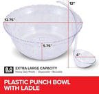 Premium Plastic Punch Bowl with Ladle, Fancy Disposable Punch Bowls for Parties, Holidays, Schools, Halloween, alternate view