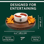 Premium Wooden Chip and Dip Serving Set - Dark Walnut Large Serving Tray with Ceramic Dip Bowl & 2 Wooden Spoons, alternate