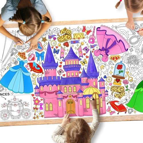 Princess Party Giant Coloring Poster - 31.5X 72 Inches - Versatile Classroom Wall Décor & Princess Birthday