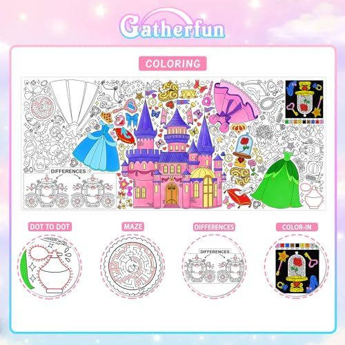Princess Party Giant Coloring Poster - 31.5X 72 Inches - Versatile Classroom Wall Décor & Princess Birthday, alternate view 3