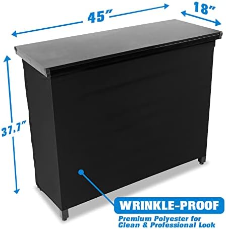 PRO Commercial Grade Portable Bar Table - Mobile Bartender Station for Events - Includes Black Skirt and Carry, alternate