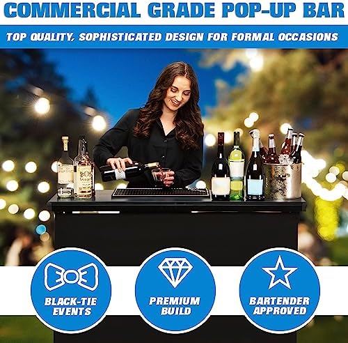 PRO Commercial Grade Portable Bar Table - Mobile Bartender Station for Events - Includes Black Skirt and Carry, alternate