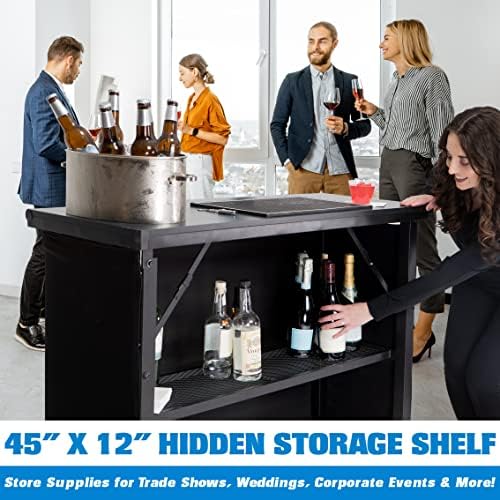 PRO Commercial Grade Portable Bar Table - Mobile Bartender Station for Events - Includes Black Skirt and Carry, alternate