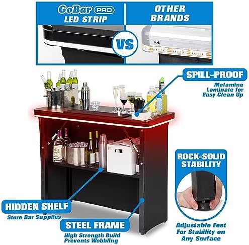 PRO Commercial Grade Portable Bar Table - Mobile Bartender Station for Events - Includes Black Skirt and Carry, alternate