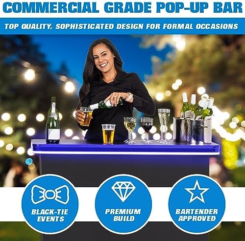 PRO Commercial Grade Portable Bar Table - Mobile Bartender Station for Events - Includes Black Skirt and Carry, alternate