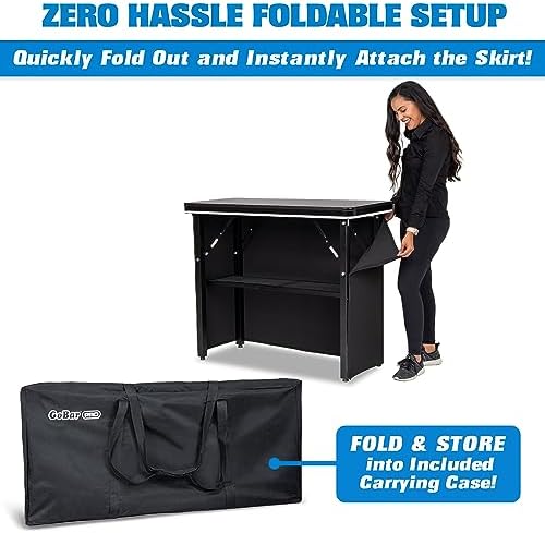 PRO Commercial Grade Portable Bar Table - Mobile Bartender Station for Events - Includes Black Skirt and Carry, alternate