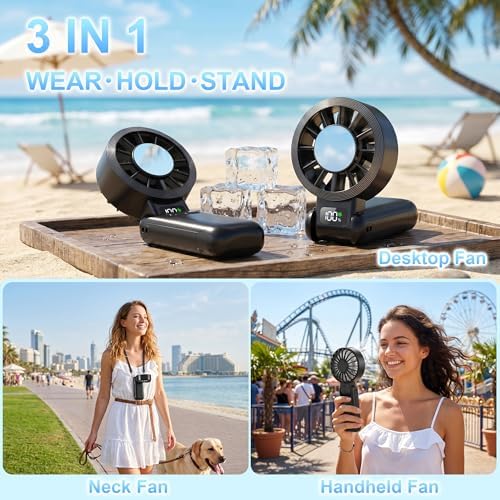 Pro Handheld Portable Fan Cooling 3-in-1 Hand, Desk, Neck & Fan, alternate view 4