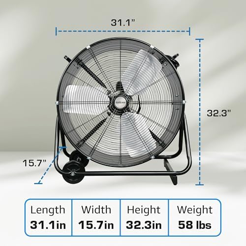Pro Heavy-Duty Drum Fan w/Adjustable Tilt, 24in, alternate view 3