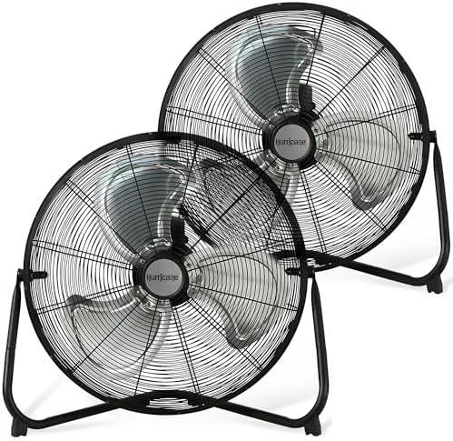 Pro High Velocity Floor Fan, 3 Speeds, Black, 20in, 2 Pack in Black